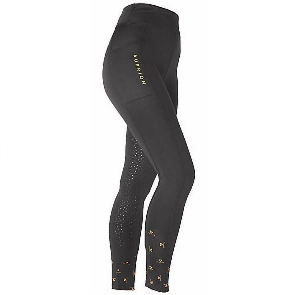 NEW AUBRION girls' porter winter riding tights in black